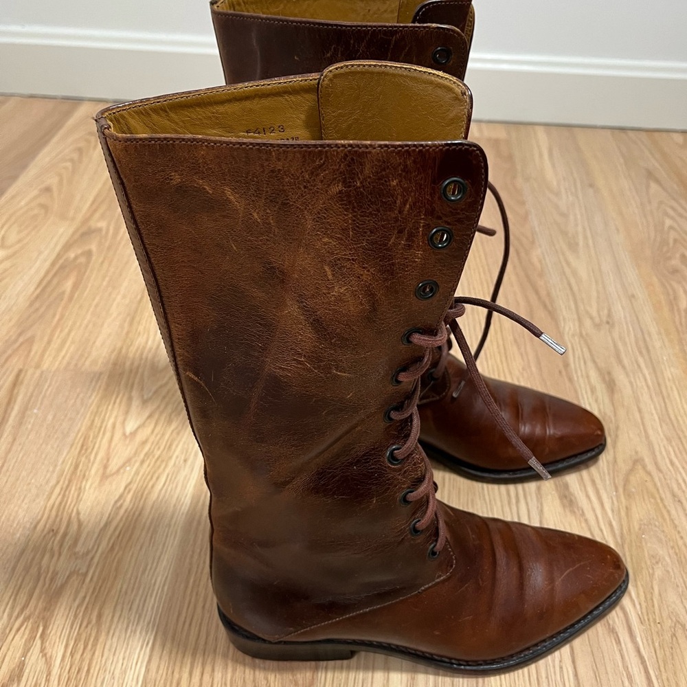 Cole Haan Brown Leather Lace-Up Combat Boots